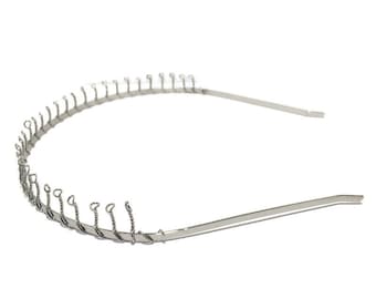 Clearance - 6 Silver Metal Headbands with Teeth - 13mm (1/2 inch)