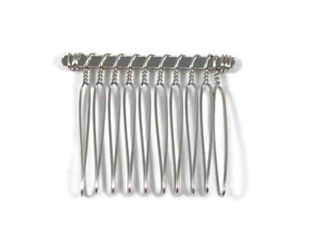 12 Metal Hair Combs 10 Teeth - 1 5/8 inch (40mm)