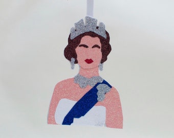 Queen Elizabeth Glitter Christmas decoration.