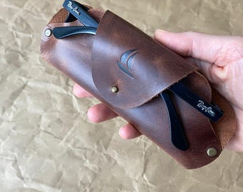 Handmade Genuine Leather Sunglasses Case – Custom Fit for Sunglasses, Eyewear