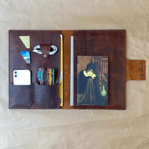Capa de couro genuíno feita à mão para MacBook, laptop, iPad e tablet com organizador – qualidade premium, proteção e armazenamento elegantes