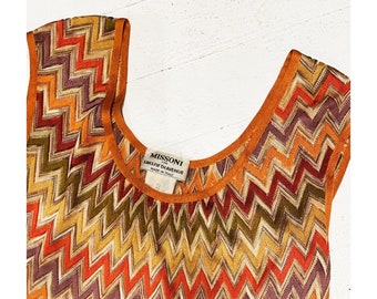 1970s MISSONI earth tone chevron knit dress