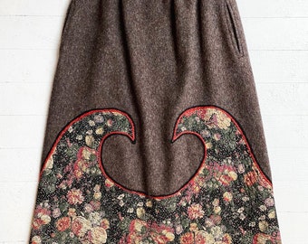 KOOS van den Akker wool floral appliqué skirt