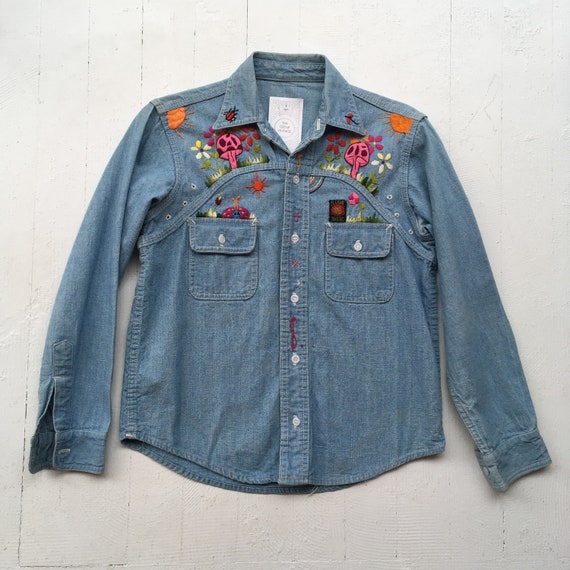 1970s Embroidered Denim Shirt