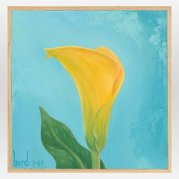 A Sunshine Calla Lily - Origineel olieverfschilderij op hout