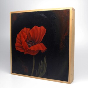 Nana Allegro Poppy Original Oil Painting on Wood 8x8 image 4