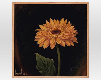 Esperanza Gerbera Daisy - Original Oil Painting on Wood 8x8