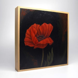 Nana Allegro Poppy Original Oil Painting on Wood 8x8 image 3