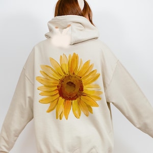 Sunflower Hoodie Sweatshirt Flower Shirt Flowers Sweatshirt Gift for Her Graphic Tee Cool Printed T-Shirt | Flower Art Printed Shirt Sweater
