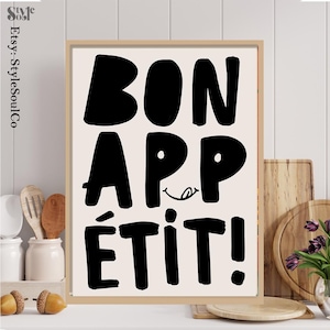 Bon Appétit Kitchen Wall Art Eating Poster Framed Unframed Modern Print Café Decor Dining Room Artwork Foodie Gift Bonappetit Art Kitchen