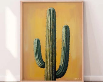 Boho Cactus Wall Art | Modern Desert Plant Print (Digital Download)