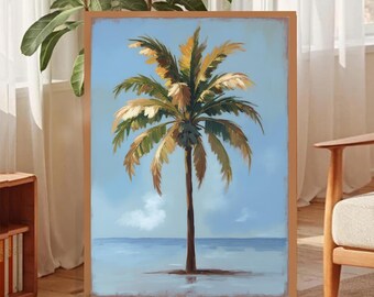 Impression d'art de palmier bohème, décoration de maison de plage