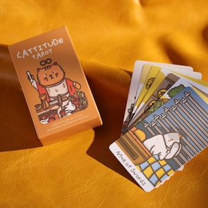 Tarot Cattitude, 78 cartas, juego de adivinación, juego de adivinación, regalo, regalo para niños, regalo para niñas