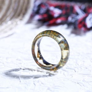 Forest inspiration Ring, Moss Resin Ring, Pressed Flowers Ring.