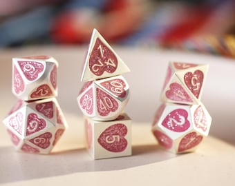metal dice,pink candy dice,DnD Resin Dice Set, Polyhedral Dice, Sharp Edge Dice, RPG Dice, MTG Dice