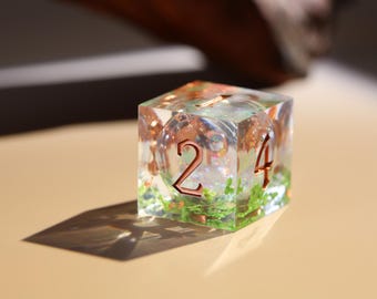 Forest - Inspired Resin Polyhedral Dice Set with Real Leaves, D&D dice, Dungeons and Dragons, Table Top Role Playing Dice