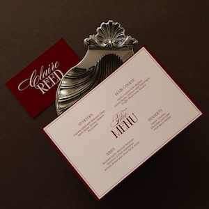 Elegancki szablon menu weselnego: luksusowy projekt Canva do druku (do pobrania w formacie cyfrowym 5x7, 5x5 i 9 x 4 cale)