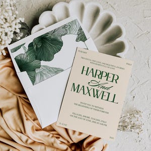 Forest Green Wedding Invitation Suite: Elegant Old Money Style (Canva Template Digital Download) afbeelding 4