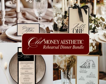 Old Money Rehearsal Dinner Printables: Luxe Table Setting (Digital Download)