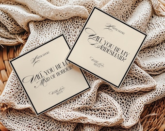 Minimalist Bridesmaid Proposal Card: Black & White Design (Digital Download)
