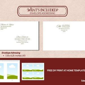 An informational image shows envelope addressing templates with return addresses and recipient names against a light background.
