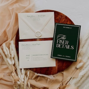 Forest Green Wedding Invitation Suite: Elegant Old Money Style (Canva Template Digital Download) afbeelding 5