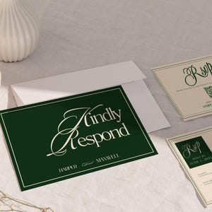 Forest Green Wedding Invitation Suite: Elegant Old Money Style (Canva Template Digital Download) afbeelding 8