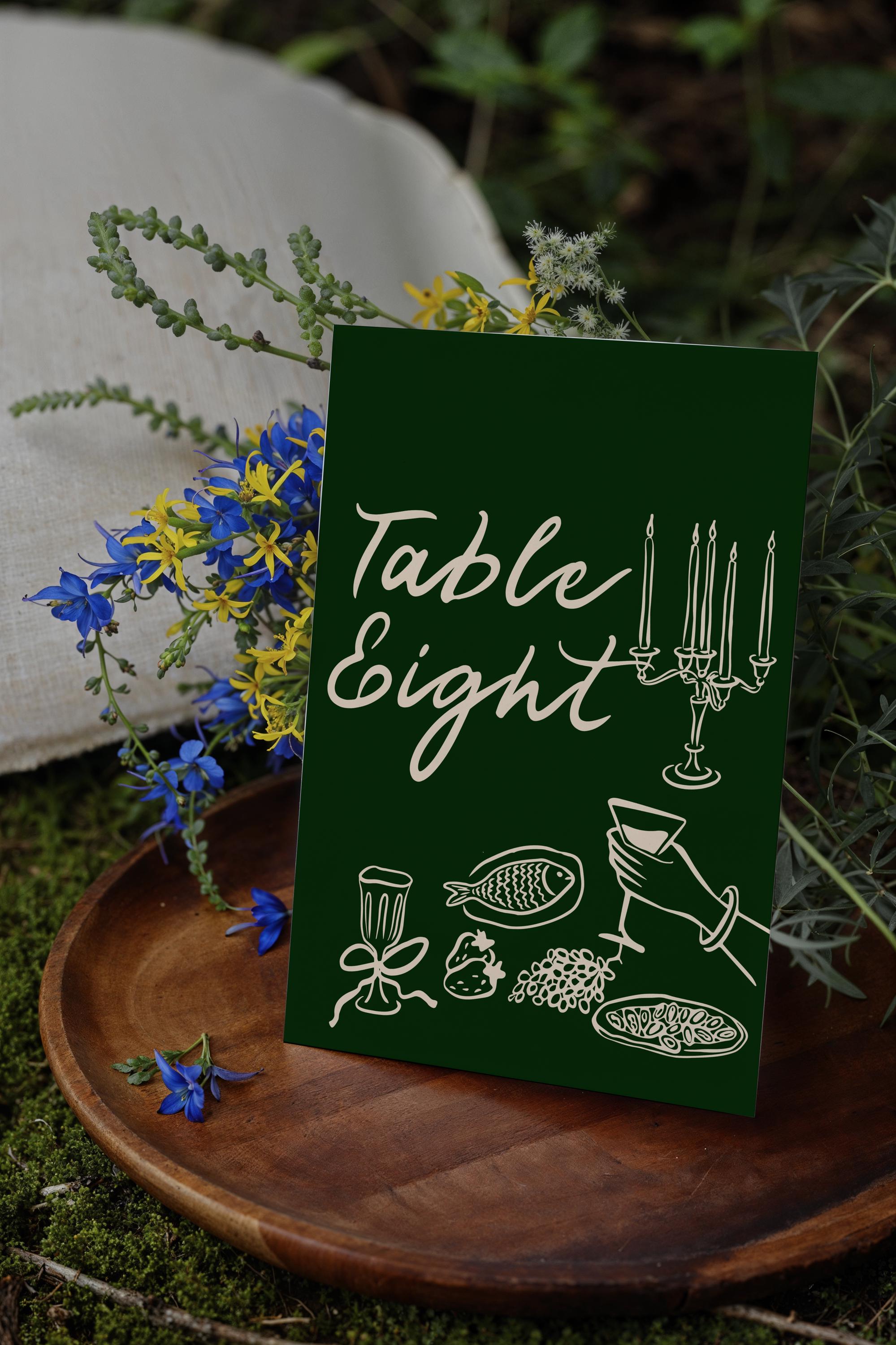 Handwritten Table Decor Set: Editable Menu, Place Card, Table Number ...