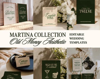 Elegant Green Wedding Stationery Bundle: Martina Collection (Digital Download)