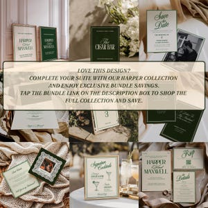 Forest Green Wedding Invitation Suite: Elegant Old Money Style (Canva Template Digital Download) afbeelding 15