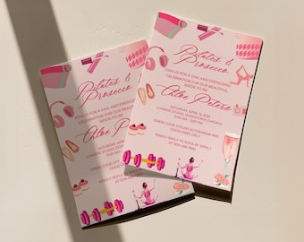 Bridal Shower Pilates & Prosecco Invitation | Editable Canva Template | Instant Download Wedding Brunch Invite