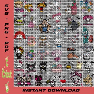Personaje S4nrio mixto - Svg - Capas - Paquete - Pegatina - Dibujos animados - Archivos de imagen - Impresiones digitales - Hello Svg - Kitty Svg - Cricut Svg SVG