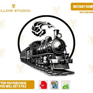 Old Steam Train Svg for Cricut, Silhouette, Railway Locomotive Dxf for Cnc Laser, train Clipart, Plasma cutting files, Wall metal decor DIY
