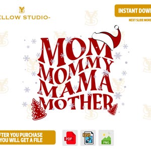Christmas Mama Mini Coquette Png, Mama Claus png, Christmas Tree Cake png, Christmas coquette bow, Doodles Xmas, Candy Cane Santa Hot Cocoa