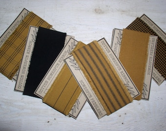 Homespun Torn Ribbon Strips 12 yds. Various Mustard Gold and Black 1 Yd Homespun Strips 1.5" or 2" Widths Junk Journal Scrapbook Crafts