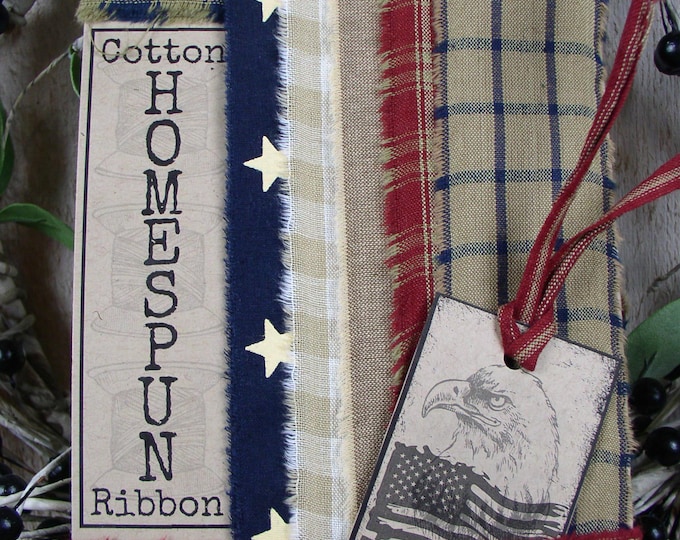 Homespun Ribbon Strips Americana Assortment 7 Yds. Various Widths 7 - 1 ...