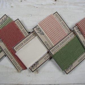 Homespun Cotton Torn Ribbon Strips: Red and Green Fabric Bundle, 12 yds