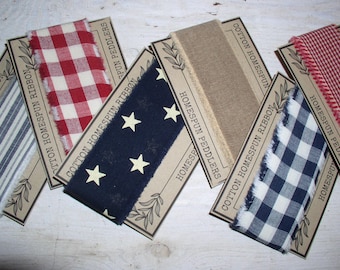 Homespun Torn Ribbon Strips Americana Assortment 12 yds. Various 1 Yd Homespun Strips 1.5" or 2" Widths Junk Journal Scrapbook Crafts Baking