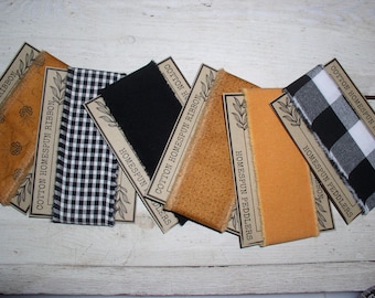 Homespun Torn Ribbon Strips 12 yds. Various Orange Black White 1 Yd Homespun Strips 1.5" or 2" Widths Junk Journal Scrapbook Crafts
