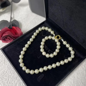 Gold and White Faux Pearl Necklace Set | Elegant Necklace and Bracelet | Women's Jewelry | Gift for Her | Creative Gift