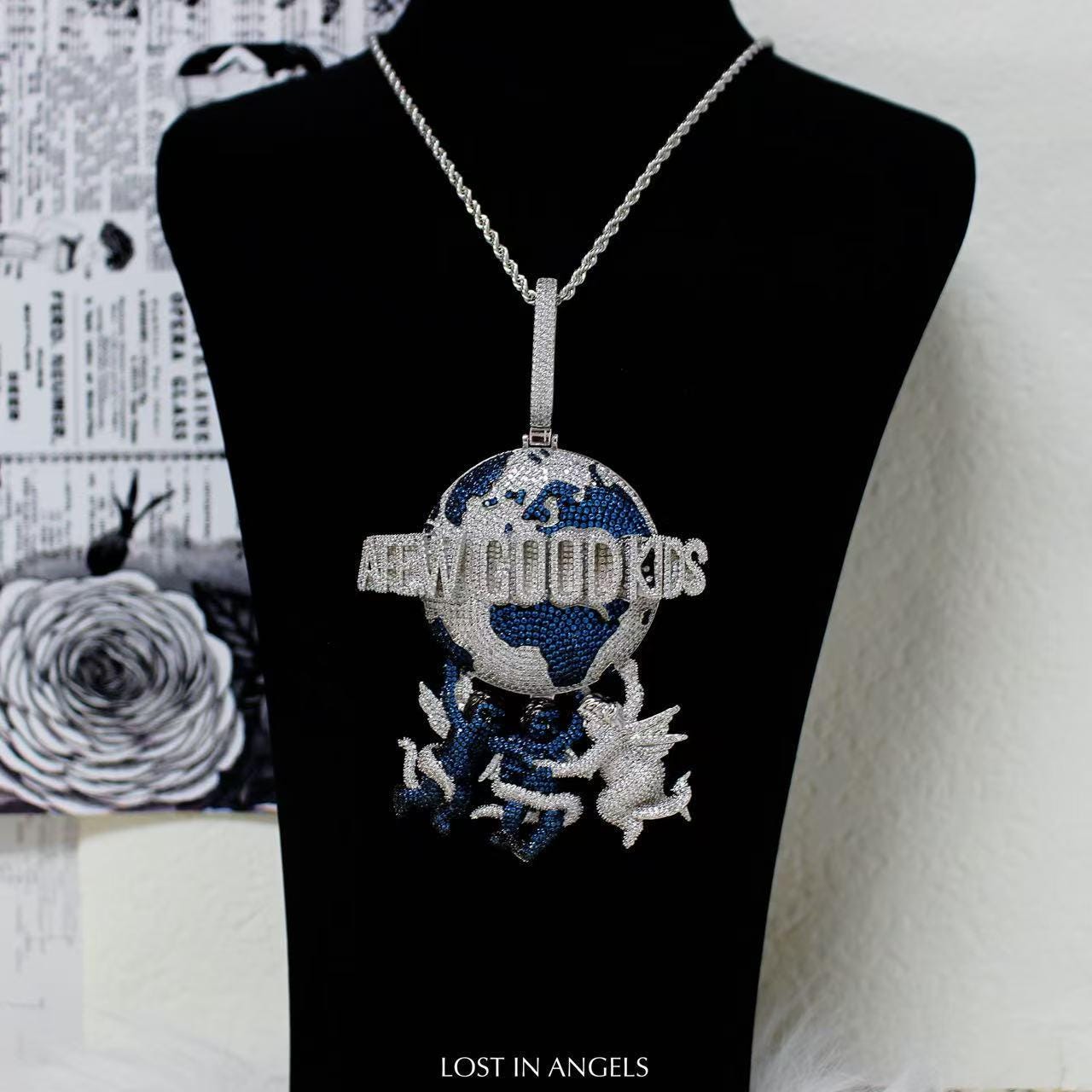 Iced Out Earth Pendant Necklace: Hip Hop CZ Jewelry, AFEW Good