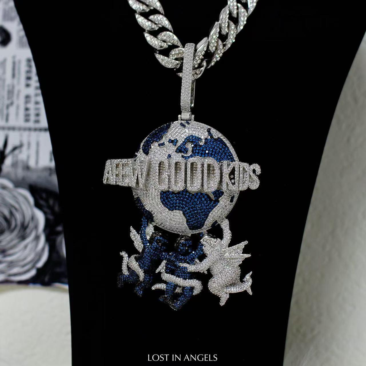 Iced Out Earth Pendant Necklace: Hip Hop CZ Jewelry, AFEW Good