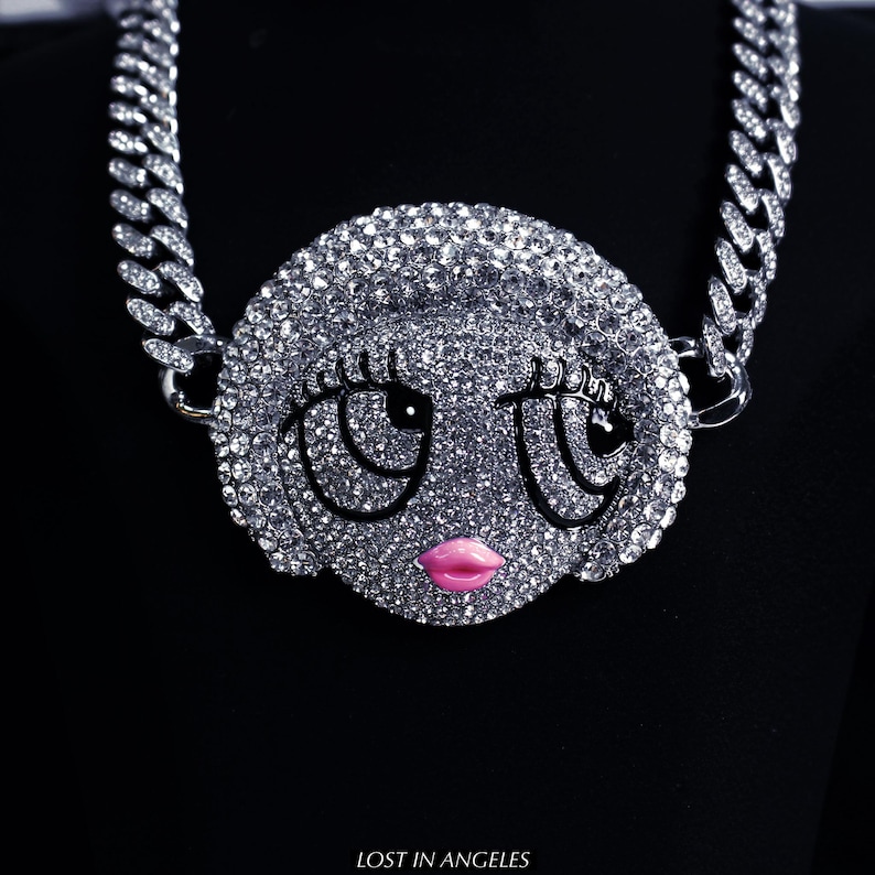 Ice Spice Chain Iced Out Ice Spice Inspired Pendant Necklace: Chunky Cuban Chain - Etsy