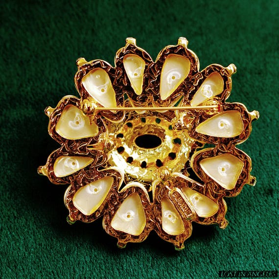 Grande Broche Vintage Fleur En Cristal Saphir - Style Art Déco - Neuf Avec étiquettes - Cadeau Fête Des Mères