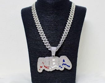 Iced Out NBA Pendant: Hip Hop Cuban Link Chain