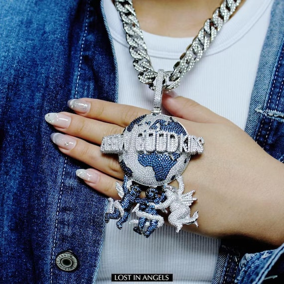 Iced Out Earth Pendant Necklace: Hip Hop CZ Jewelry, AFEW Good