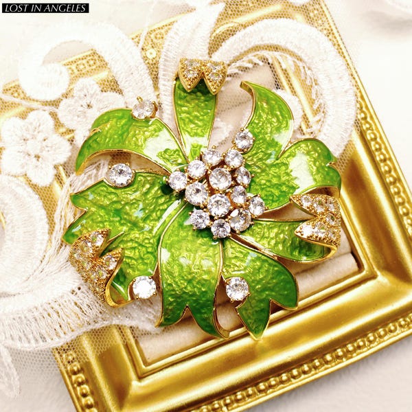 Vintage Stil Französisch Teal Blumen Brosche, Kristall Strass Blume Pin
