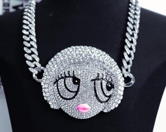 Iced Out Ice Spice Inspired Pendant Necklace: Chunky Cuban Chain