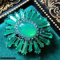 Victorian Emerald Floral Brooch: Vintage Inspired Statement Pin