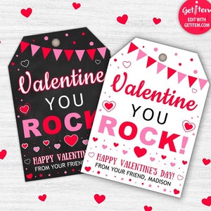 Editable Valentine You Rock Tag Classroom Rock Candy Tag Kids Classroom Pop Rocks Printable Staff Teacher Friend id: VT25